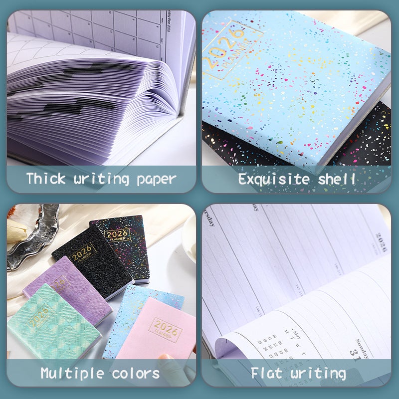 2026 A7 English Planner Laser Colorful Cover Weekly Calendar Starlight Color Daily Plan Annual Calendar - Image 5